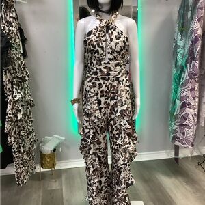 Leopard Print Halter Jumpsuit